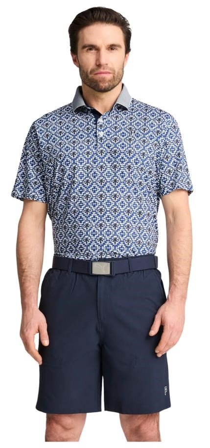 Puma X PTC Tile polo de hombre, white glow/deep navy