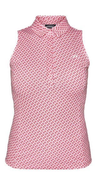 J.Lindeberg Dena Print sin mangas polo de mujer, tour geo pink