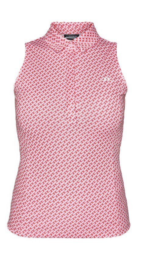 J.Lindeberg Dena Print sin mangas polo de mujer, tour geo pink