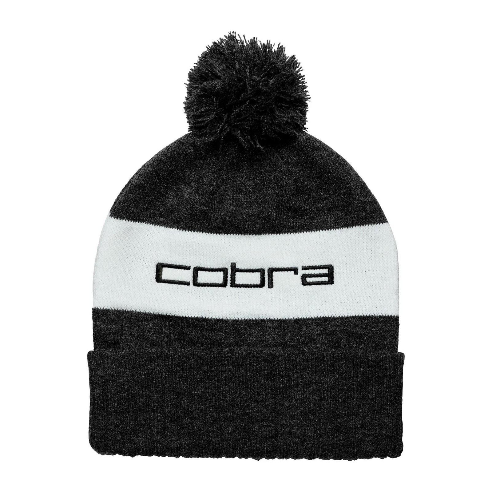 Cobra Pom Beanie gorro de invierno, negro puma/brillo blanco