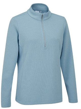 PING Lyla half zip ribbed fleece de mujer, azul cielo jaspeado