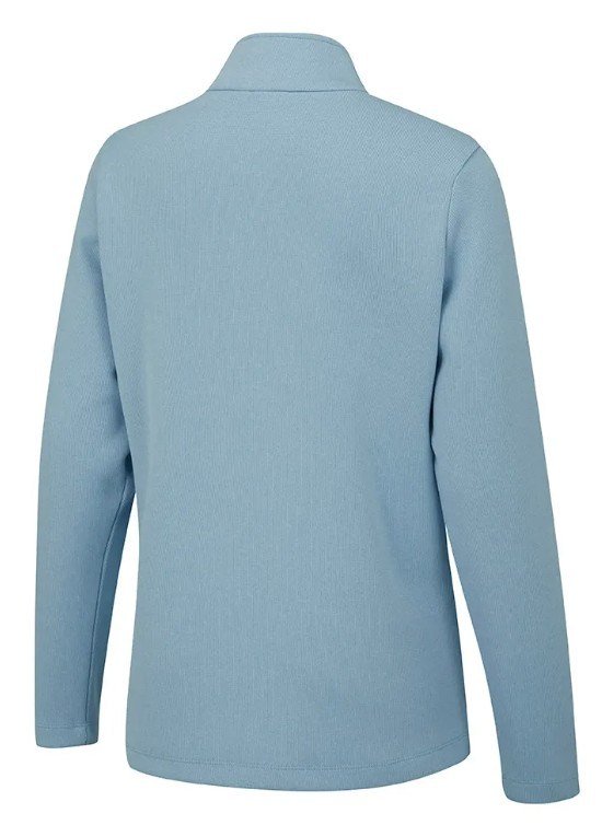PING Lyla half zip ribbed fleece de mujer, azul cielo jaspeado