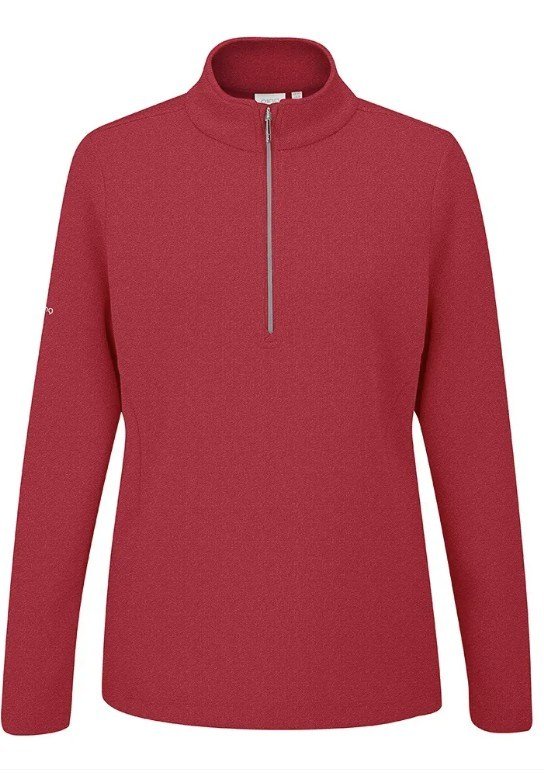 PING Lyla Half Zip Ribbed forro polar de mujer, rich red marl