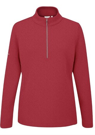 PING Lyla Half Zip Ribbed forro polar de mujer, rich red marl