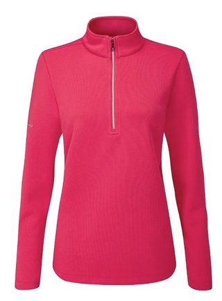 PING Lyla half zip ribbed chaqueta polar de mujer, rosebud
