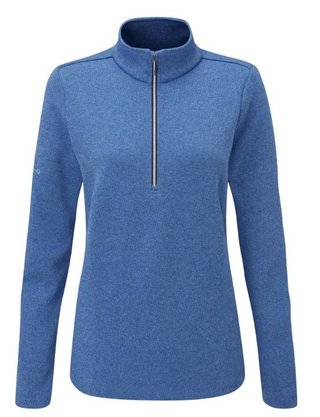 PING Lyla half zip ribbed fleece de mujer, snorkel blue marl