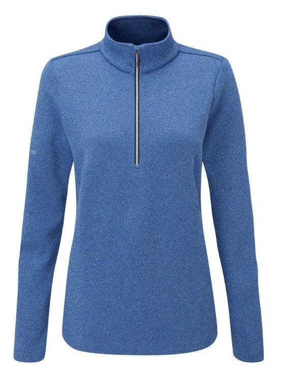 PING Lyla half zip ribbed fleece de mujer, snorkel blue marl