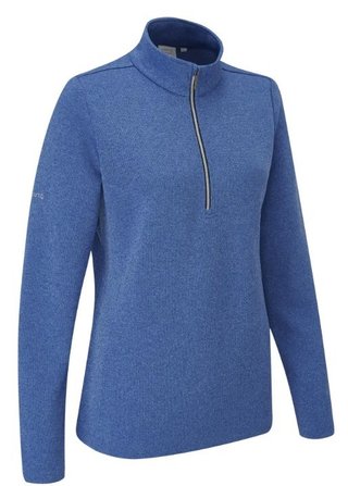 PING Lyla half zip ribbed fleece de mujer, snorkel blue marl