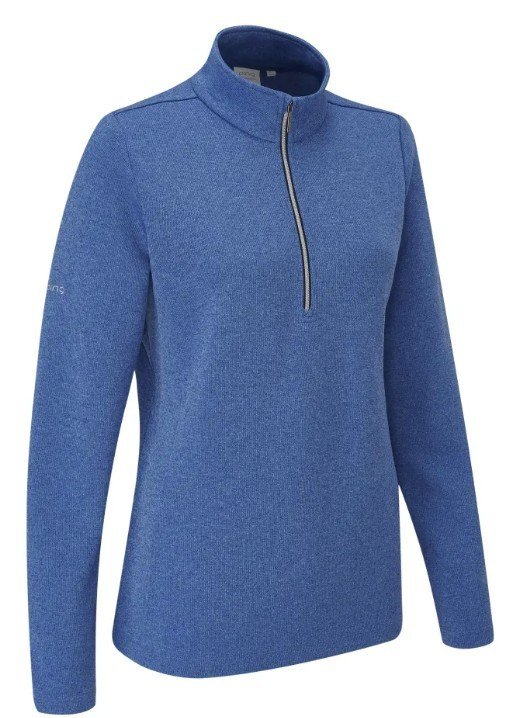 PING Lyla half zip ribbed fleece de mujer, snorkel blue marl