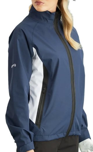 PING Stevie chaqueta impermeable de mujer, azul/blanco