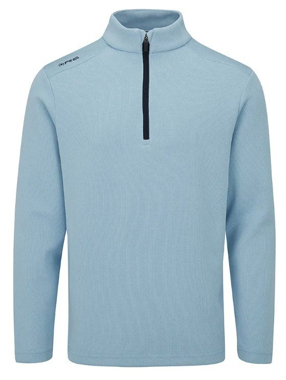 PING Ramsey half zip ribbed fleece pullover para hombre, sky blue marl