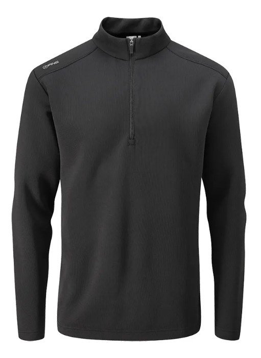 PING Ramsey half zip ribbed fleece pullover de hombre, negro