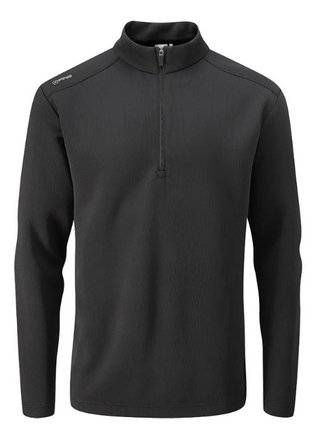 PING Ramsey half zip ribbed fleece pullover de hombre, negro