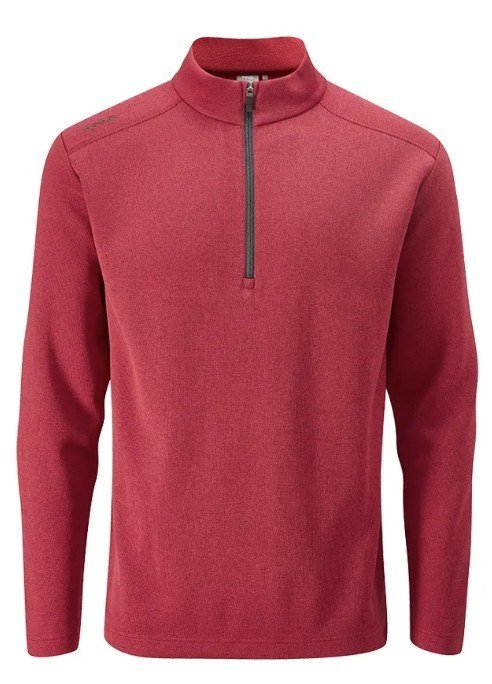 PING Ramsey half zip ribbed fleece pullover de hombre, rojo jaspeado