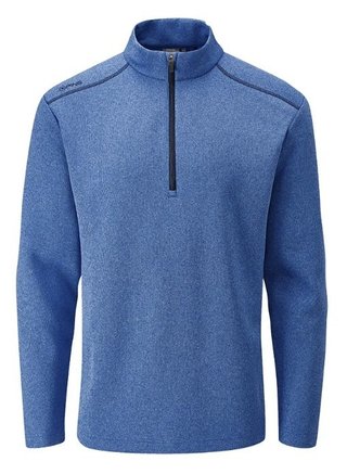 PING Ramsey half zip ribbed fleece pullover de hombre, snorkel blue marl