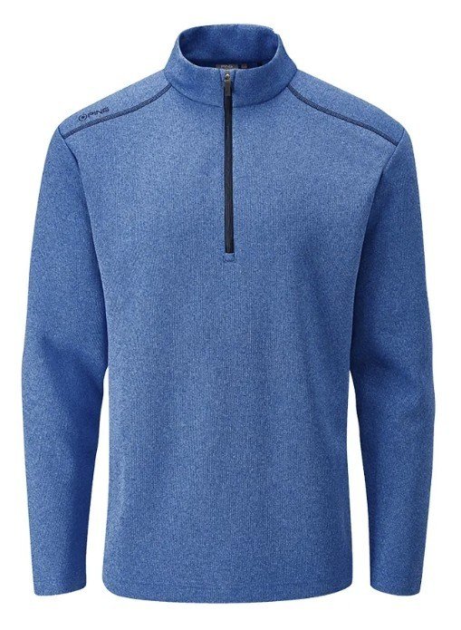 PING Ramsey half zip ribbed fleece pullover de hombre, snorkel blue marl