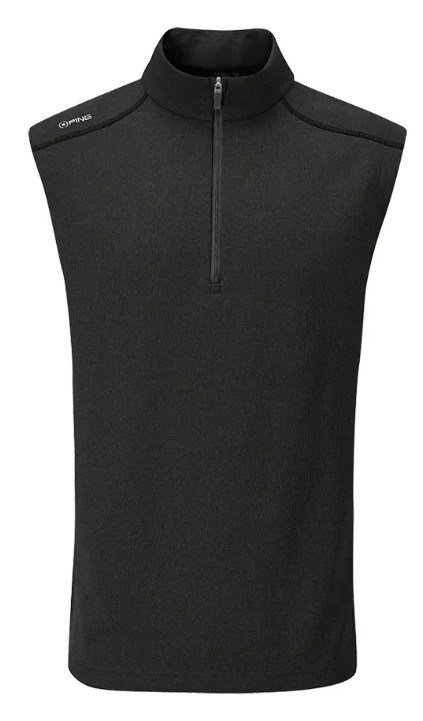PING Ramsey mens ribbed fleece vest, negro