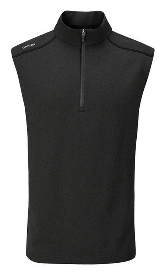 PING Ramsey mens ribbed fleece vest, negro