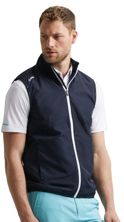 PING Ashbourne chaleco polar de hombre, azul marino/stormcloud