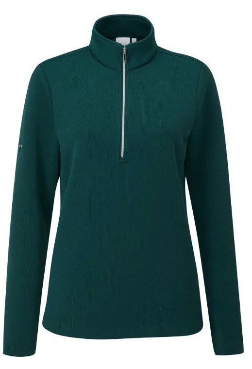PING Lyla Half Zip Ribbed forro polar de mujer, pine