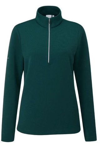 PING Lyla Half Zip Ribbed forro polar de mujer, pine