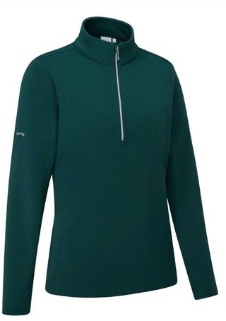 PING Lyla Half Zip Ribbed forro polar de mujer, pine