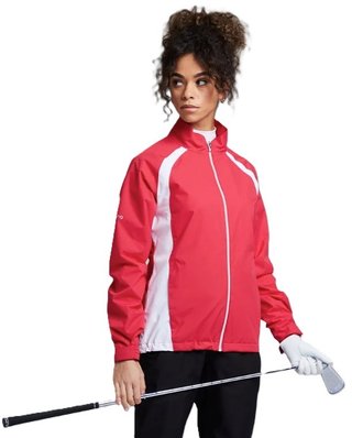 PING Freda chaqueta impermeable de mujer, rosebud/blanco
