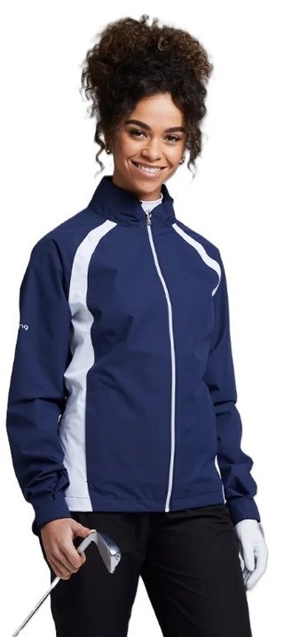 PING Freda chaqueta impermeable de mujer, oxford blue/blanco