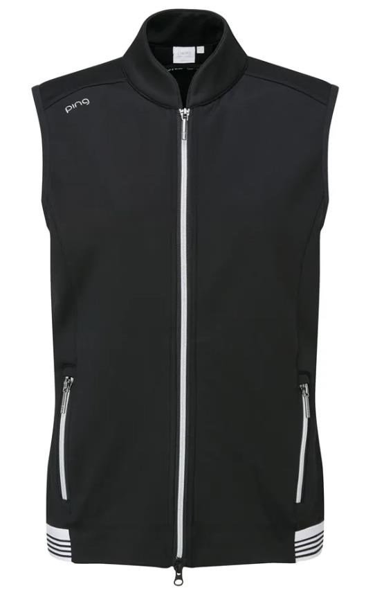 PING Dot Fleece chaleco de mujer, negro/blanco