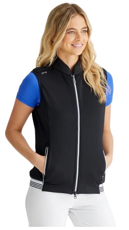 PING Dot Fleece chaleco de mujer, negro/blanco