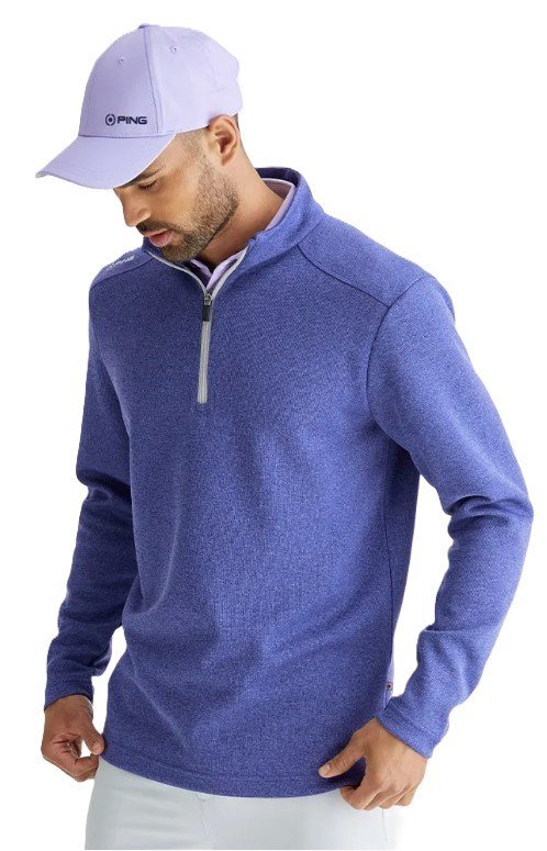 PING Ramsey half zip ribbed fleece pullover de hombre, twilight marl