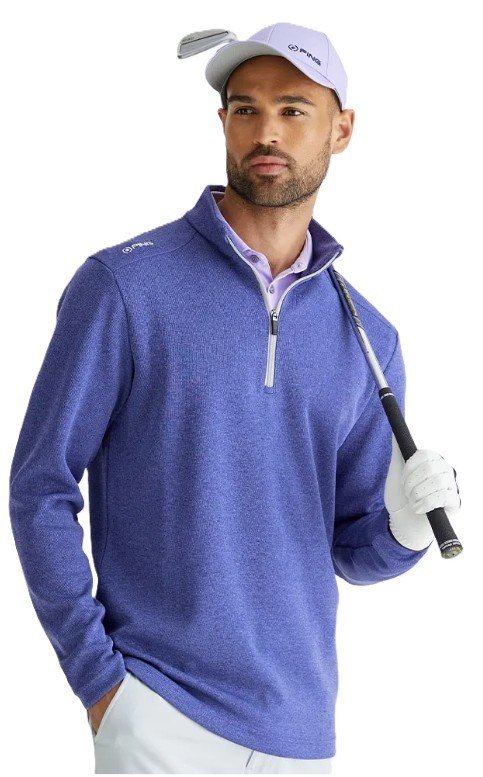 PING Ramsey half zip ribbed fleece pullover de hombre, twilight marl
