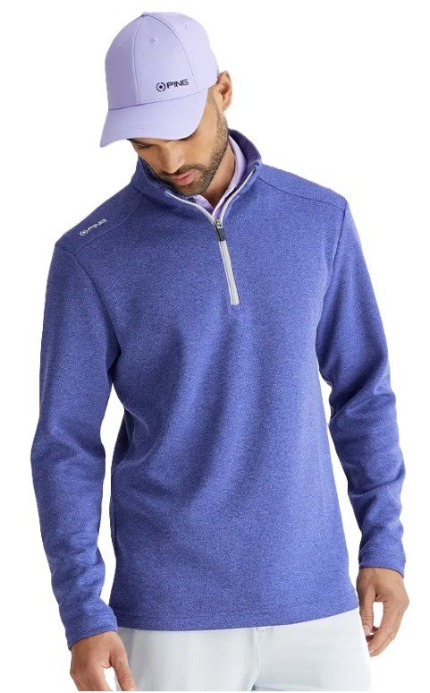 PING Ramsey half zip ribbed fleece pullover de hombre, twilight marl