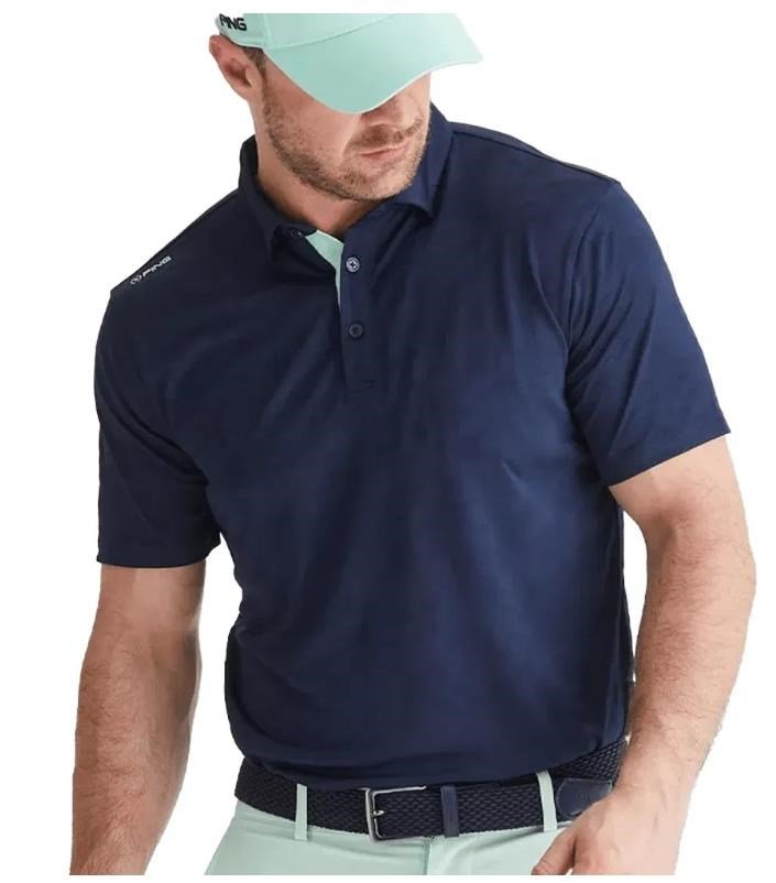PING Kenan Textured polo de hombre, azul marino