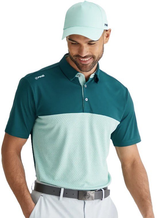 PING Hall polo de hombre, verde bosque/verde brumoso