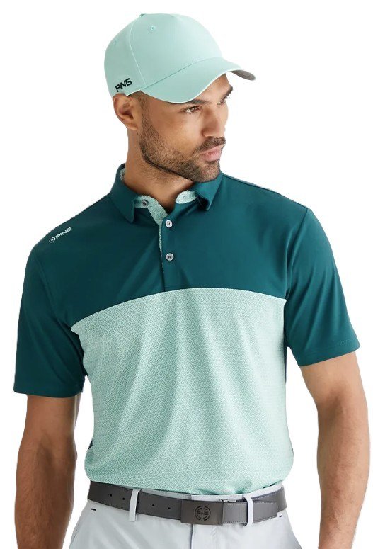 PING Hall polo de hombre, verde bosque/verde brumoso