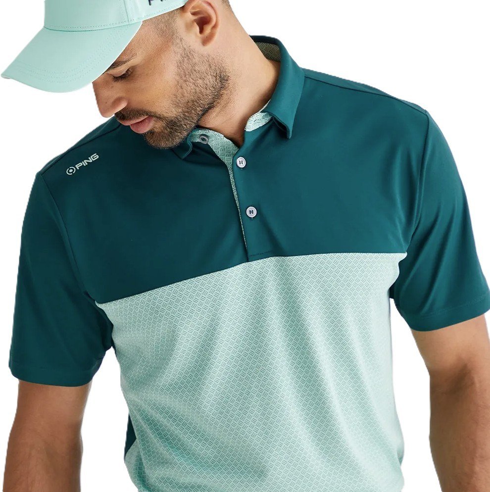 PING Hall polo de hombre, verde bosque/verde brumoso