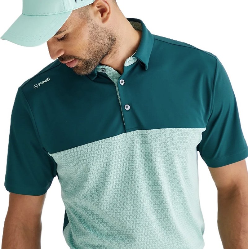 PING Hall polo de hombre, verde bosque/verde brumoso