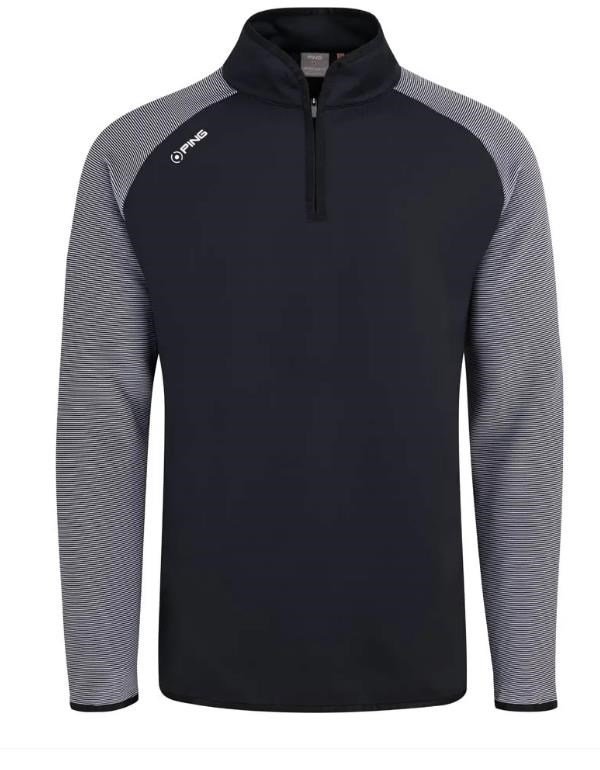 PING Strio Performance midlayer sudadera de hombre, negro/blanco