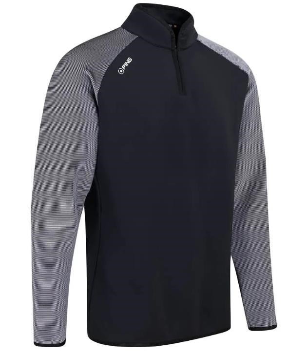 PING Strio Performance midlayer sudadera de hombre, negro/blanco