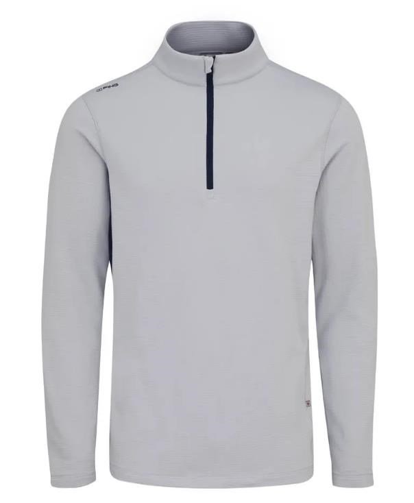 PING Rhodri Half Zip Fleece sudadera polar para hombre, silver/navy
