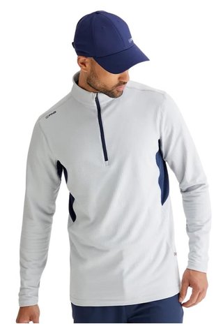 PING Rhodri Half Zip Fleece sudadera polar para hombre, silver/navy