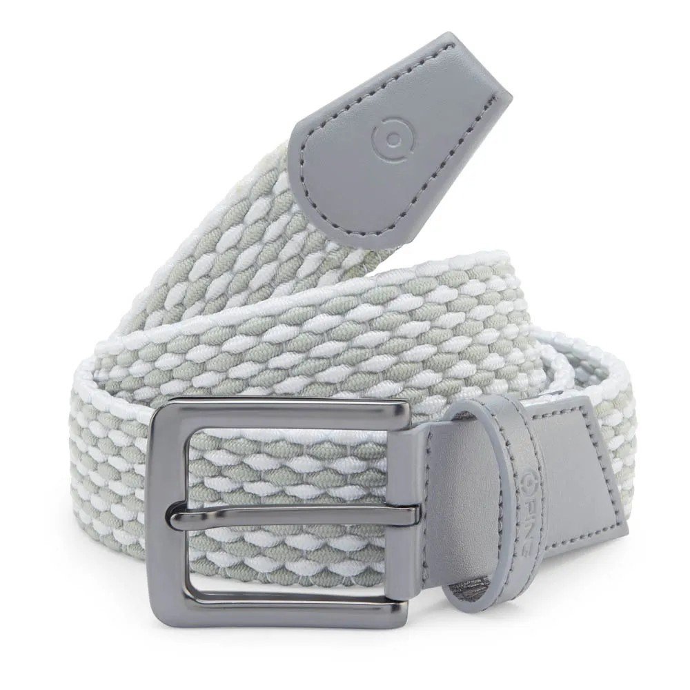 PING Stretch Webbing mens belt, gris/blanco