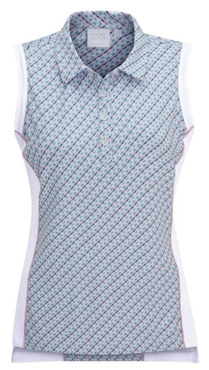 PING Colleen Sleeveless polo de mujer, neoteric/blanco