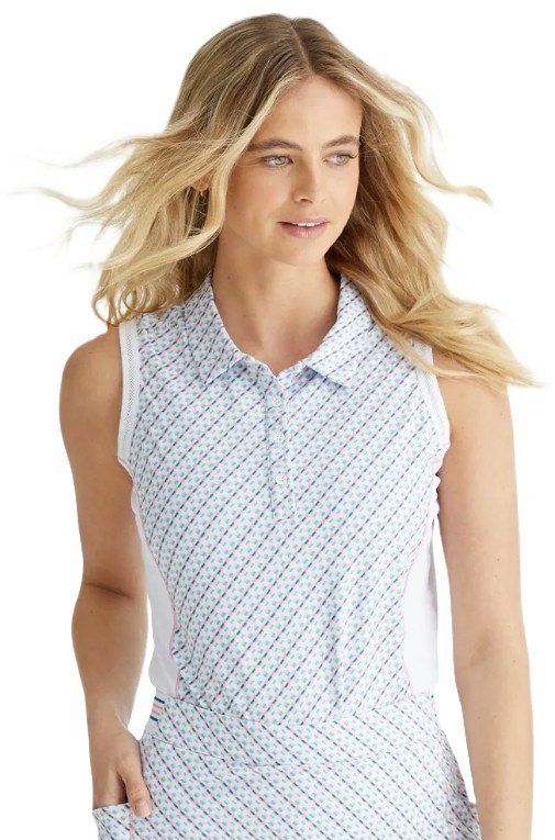 PING Colleen Sleeveless polo de mujer, neoteric/blanco