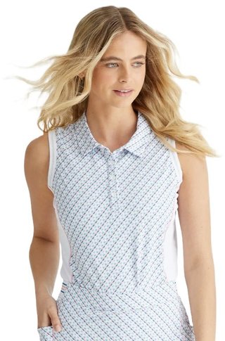 PING Colleen Sleeveless polo de mujer, neoteric/blanco