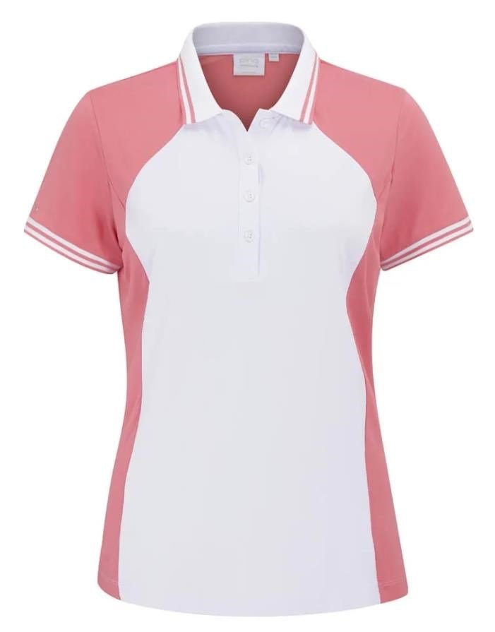 PING Ali manga corta polo de mujer, sweet pea/white
