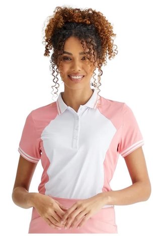 PING Ali manga corta polo de mujer, sweet pea/white