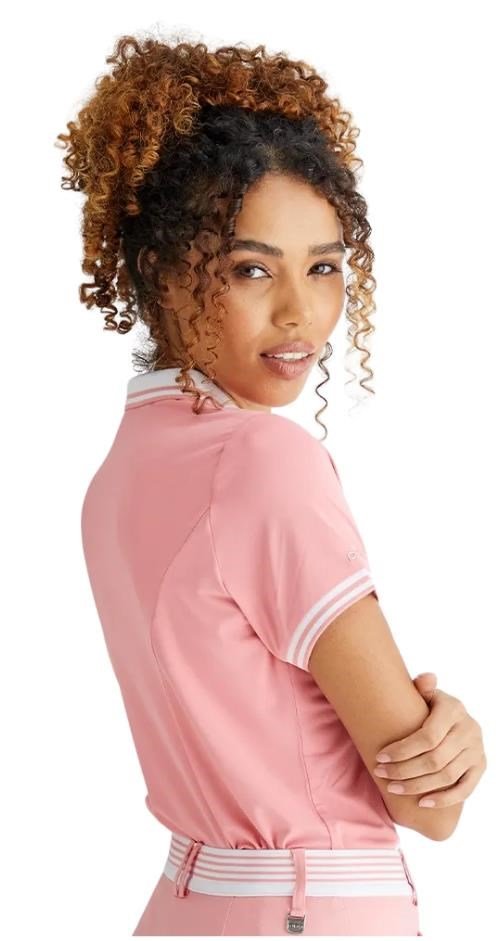 PING Ali manga corta polo de mujer, sweet pea/white