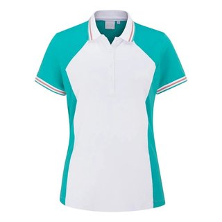 PING Ali polo de manga corta de mujer, aguamarina brillante/blanco